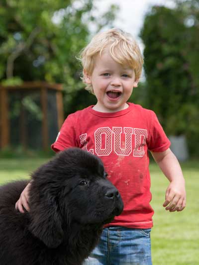 Harrison with a puppy